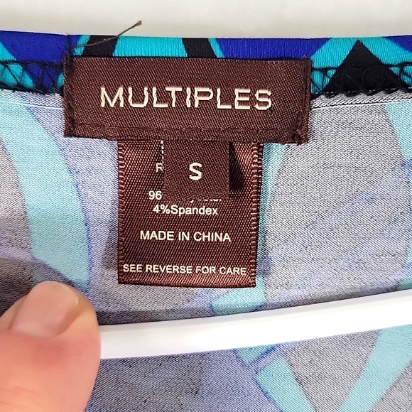 MULTIPLES Embellished Rounded Neckline 3/4 Sleeve Long Tunic Size S - Picture 2 of 8